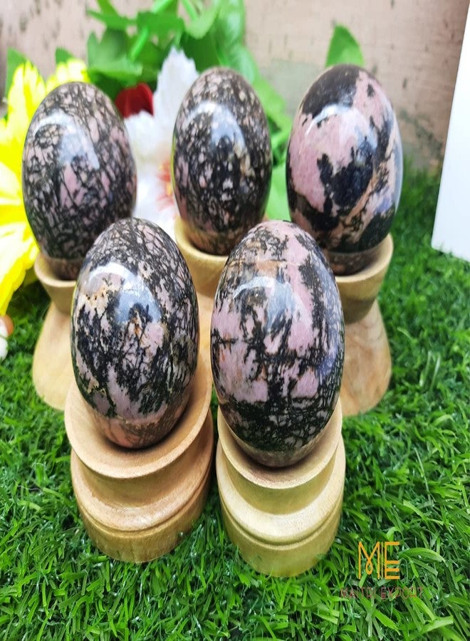 Maitri Export Natural Rhodonite Crystal Stone Natural Agate Ball Stone, Standard with Wooden stand1 Piece (Rhodonite) - Image 4
